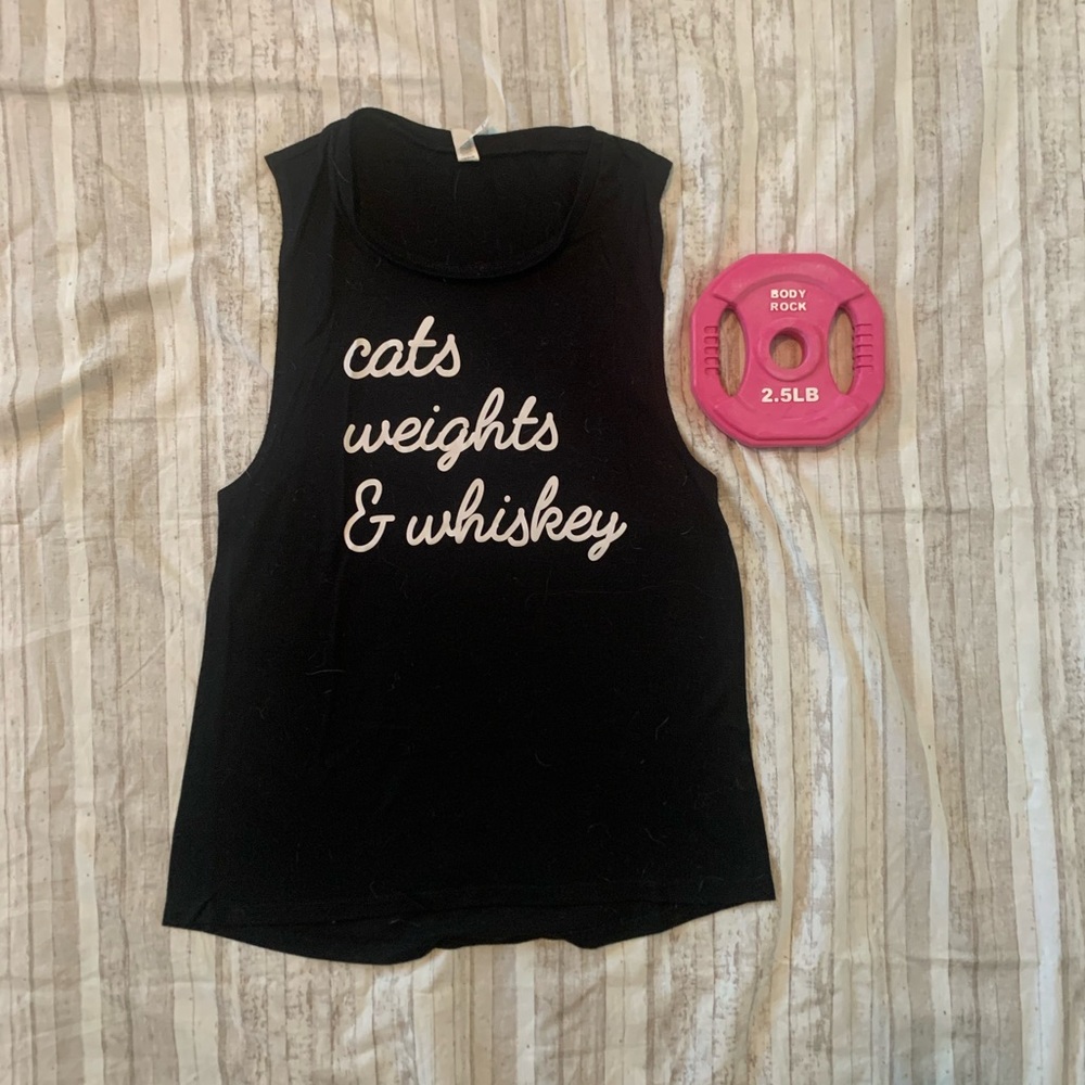 💪🏻 Cats Weights Whiskey Black Medium Muscle Tank